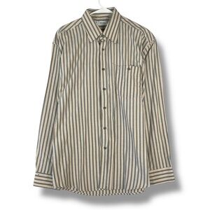 Riveli Shirt Mens L Large Stripe Black Longsleeve Button Down